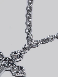 DareSee Dây chuyền mặt hình thánh giá phong cách Gothic Punk cổ điển, đơn giản, ngọt ngào và cá tính, làm từ thép không gỉ, kiểu Y2K, dành cho cả nam và nữ, thích hợp làm quà tặng cho lễ hội âm nhạc. - Bạc - Xem 5