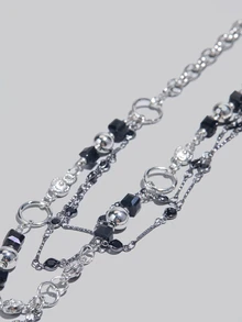 DareSee 1 chiếc dây chuyền nhiều lớp hình chữ thập, chất liệu kim loại nhiều màu sắc với đá zirconia đen, phong cách Gothic cá tính phù hợp cho cả nam và nữ, quà tặng dự tiệc và đeo hàng ngày, lễ hội âm nhạc. - Nhiều màu - Xem 6