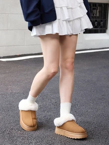 Hatastic Women's Western Style Outdoor Anti-Slip Brown Warm Fur Fashionable Versatile Ankle & Short Boots, Suitable For Snow Camping, Spring/Autumn/Winter Gifts - Camel - View 4