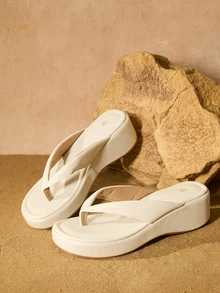 Tropiscape Women's Platform Wedge Heel Thong Slippers, Fashionable And Casual, Summer Gifts - White - View 3