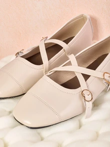 Hatastic 女士玛丽珍平底鞋，春秋季新款交叉绑带圆头休闲乐福鞋，舒适套脚芭蕾舞鞋，少女风圣诞礼物 - 白色 - 查看 4