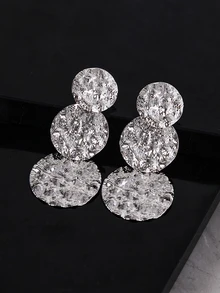 1 Pair Fashionable, Simple, Textural, Round Shape Combination Earrings With European & American Style Gifts - Silver - View 3