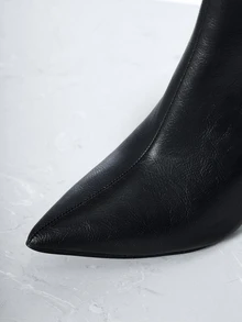 CHICVUE Women's Pointed Toe Casual Elegant Boots Gifts - Black - View 4