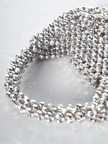 New Autumn/Winter Luxury Handmade Beaded Mini Clutch Purse, Sparkling Handbag For Party Gifts - Silver - View 6