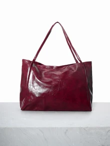 CHICVUE 2025 New Korean Bag Women New Hand-Held Large Bag Retro Design Versatile Shoulder Casual Tote Bag Gifts - Burgundy - View 2