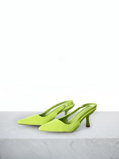 CHICVUE 2025 Damen Mode Hochwertige fluoreszierend grüne Spitze Zehen Aushöhlung Stiletto High Heel Schuhe, Damen High Heels - Spitze Zehen, glatter Knöchelriemen, geeignet für Party, tägliche Arbeit und modisch vielseitige bequeme Pumps Weihnachtsgeschenke