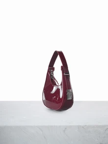 CHICVUE Neue Mini-Tasche aus Lackleder mit verstellbarem Riemen, Unterarm-Halbmond-Tasche, vielseitige Mode-Damentasche, Lässig-Tasche, Weihnachtsgeschenk, avantgardistisch-minimalistisches Weihnachtsgeschenk