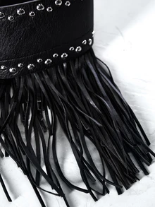 CHICVUE Y2K辣妹必备！朋克铆钉系带流苏腰带 - 甜美酷炫街头风穿搭必备，充满活力，拍照吸睛配饰，夏季、开学季、秋季、圣诞节礼物之选 - 彩色 - 查看 5