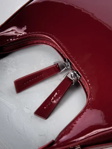 CHICVUE Neue Mini-Tasche aus Lackleder mit verstellbarem Riemen, Unterarm-Halbmond-Tasche, vielseitige Mode-Damentasche, Lässig-Tasche, Weihnachtsgeschenk, avantgardistisch-minimalistisches Weihnachtsgeschenk