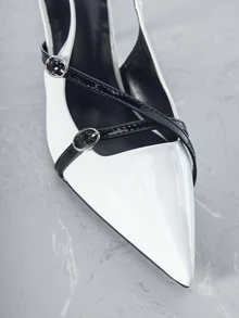 CHICVUE 女士红色高跟鞋，细高跟交叉绑带露跟正式礼服鞋圣诞礼物