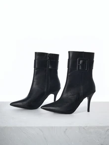 CHICVUE Women's Pointed Toe Casual Elegant Boots Gifts - Black - View 2