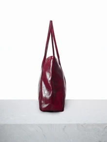 CHICVUE 2025 New Korean Bag Women New Hand-Held Large Bag Retro Design Versatile Shoulder Casual Tote Bag Gifts - Burgundy - View 6