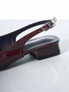 CHICVUE 女士平底拖鞋，时尚水钻搭扣凉鞋，带后跟带，百搭户外女鞋，圣诞礼物 - 酒紅色 - 查看 5