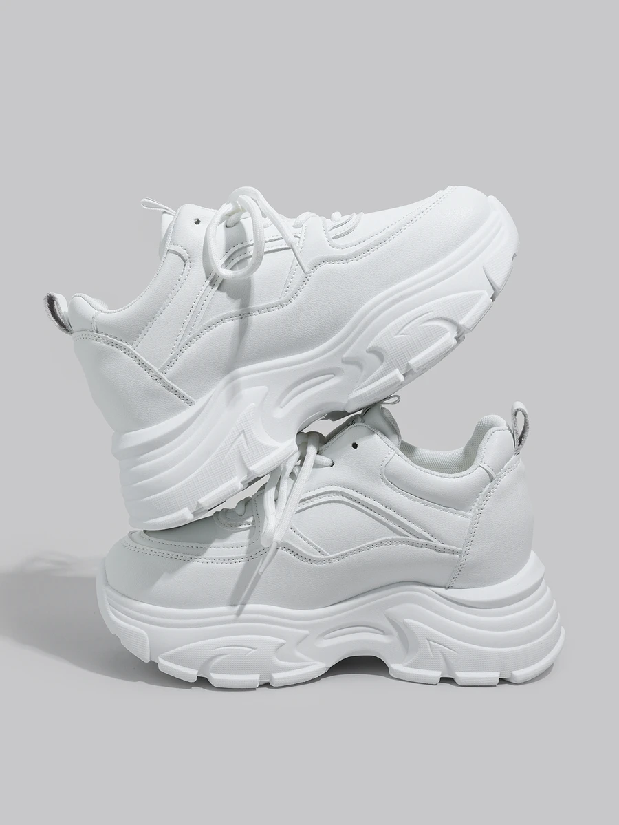 DareSee 女士白色厚底厚底运动鞋，音乐节礼物 - 米色 - 查看 1