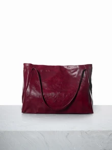 CHICVUE 2025 New Korean Bag Women New Hand-Held Large Bag Retro Design Versatile Shoulder Casual Tote Bag Gifts - Burgundy - View 5