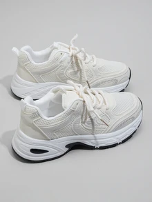 DareSee 厚底软皮运动鞋，透气网面休闲跑步鞋，女士款，2024春夏新款，适合音乐节、Y2K 节日、返校季、秋季、圣诞节、冬季等场合，也是圣诞礼物之选。