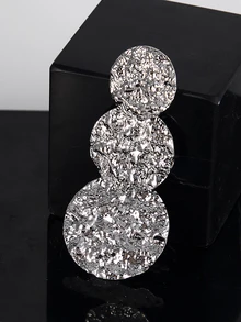 1 Pair Fashionable, Simple, Textural, Round Shape Combination Earrings With European & American Style Gifts - Silver - View 4