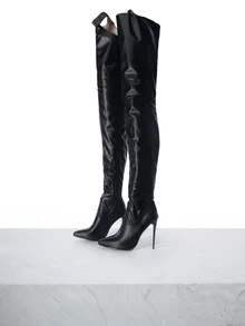 CHICVUE Women Over The Knee Boots, Elastic Tall Boots For Ladies In Spring & Autumn Gifts - Black - View 1