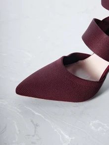 CHICVUE Elegant High Heel Pointed Toe Pumps With Elastic Band Gifts - Burgundy - View 4