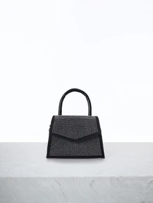 CHICVUE Fashionable Commuter Mini Studded Decor Flap Square Top Handle Bag Gifts - Black - View 4