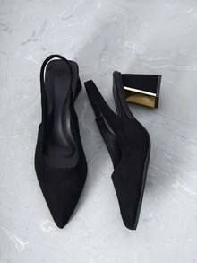 CHICVUE 女士尖头粗跟高跟鞋，黑色圣诞礼物 - 黑色 - 查看 2