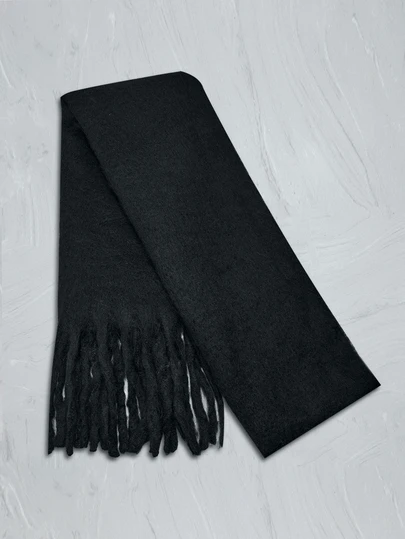 CHICVUE 1 pièce Écharpe longue et douce avec franges pour femmes pour l'hiver, couleur bleu ciel unie, grande et épaisse, châle enveloppant, cadeau de Noël