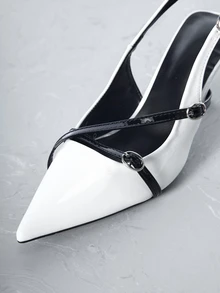 CHICVUE 女士红色高跟鞋，细高跟交叉绑带露跟正式礼服鞋圣诞礼物