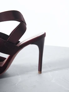 CHICVUE Elegant High Heel Pointed Toe Pumps With Elastic Band Gifts - Burgundy - View 5