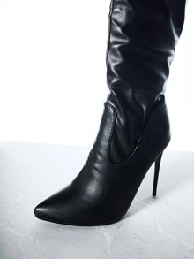 CHICVUE Women Over The Knee Boots, Elastic Tall Boots For Ladies In Spring & Autumn Gifts - Black - View 4