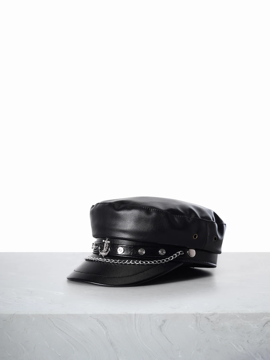 CHICVUE Street Women Chain & Anchor Decor Vintage Baker Boy Cap For Daily Life Gifts - Black - View 1