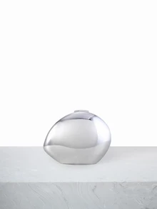 CHICVUE 1个新款时尚个性化金色亚克力贝壳手拿包，优雅闪亮椭圆形晚宴包，奢华硬壳盒形包，金属电镀亮面，时尚派对包，配有可拆卸金属链条肩带，适合婚礼和派对，女士圣诞礼物 - 銀色 - 查看 2