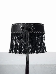 CHICVUE Y2K辣妹必备！朋克铆钉系带流苏腰带 - 甜美酷炫街头风穿搭必备，充满活力，拍照吸睛配饰，夏季、开学季、秋季、圣诞节礼物之选 - 彩色 - 查看 4