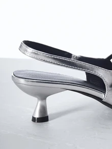 CHICVUE Pointed Toe High Heels Stiletto Pumps, Silver Ankle Strap, Patent Leather Fashion Shoes Gifts - Silver - View 5