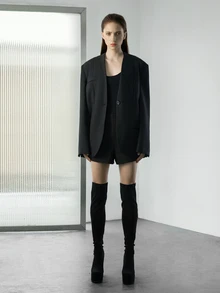 CHICVUE 搭配开衫,优雅女士袜靴,厚底粗跟时尚靴,完美搭配开衫/毛衣,圣诞礼物之选 - 黑色 - 查看 3