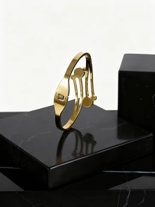 CHICVUE Women Simple Rhinestone Decor Bangle Gifts - Yellow Gold - View 5