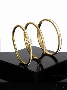 CHICVUE 1pc/2pcs/3pcs Stainless Steel Bracelet Men And Women's Four Seasons Personalized Design Heart Zirconia Bracelet Jewelry Accessories Gifts, Jewelry Gold Jewelry Jewelry Women Bracelets Accessories Women Stainless Steel Jewelry Bracelets For Women Western Jewelry Gifts - Bracelet - View 2