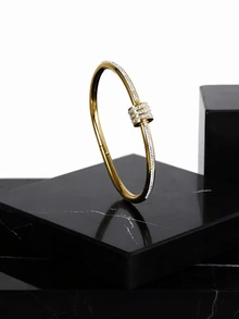 CHICVUE 1pc/2pcs/3pcs Stainless Steel Bracelet Men And Women's Four Seasons Personalized Design Heart Zirconia Bracelet Jewelry Accessories Gifts, Jewelry Gold Jewelry Jewelry Women Bracelets Accessories Women Stainless Steel Jewelry Bracelets For Women Western Jewelry Gifts - Bracelet - View 5