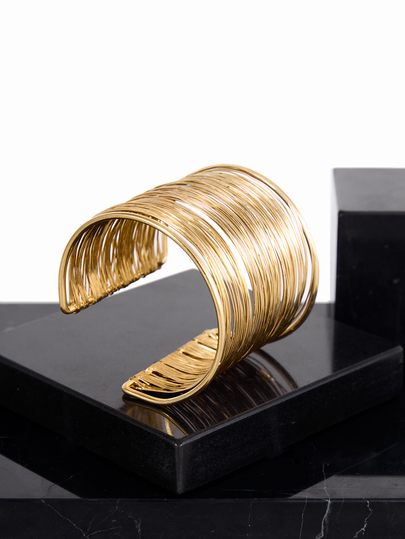 CHICVUE European And American Classic High-End Luxury Women's Gold Plated Iron Alloy Wire Wrapped Bracelet Christmas Gifts