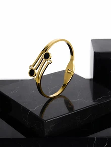 CHICVUE Women Simple Rhinestone Decor Bangle Gifts - Yellow Gold - View 2