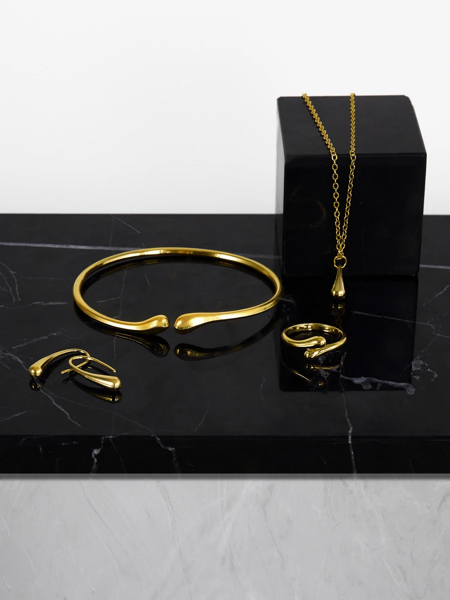 CHICVUE Set elegant de bijuterii cu model de lacrimă - colier, brățară, cercei și inel din aliaj - multifuncțional și reglabil pentru ținute de zi cu zi sau petrecere, cadouri de Crăciun