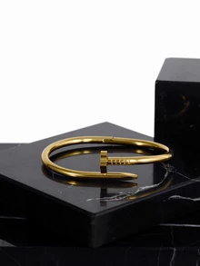 CHICVUE 1pc Luxury Stainless Steel Four-Leaf Clover Bangle, Fashionable Personalized Gold Jewelry For Women Christmas Gifts