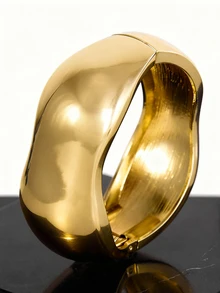 CHICVUE 1 pieza Brazalete de metal en forma de gota de agua asimétrico y minimalista de estilo vintage, diseño geométrico abstracto exagerado y simplificado, elegante y lujoso, adecuado para el uso diario, vacaciones, regalos, reuniones con amigos, eventos de moda, accesorios de pasarela, regalos de Navidad - Amarillo Oro - Ver 6