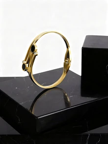 CHICVUE Women Simple Rhinestone Decor Bangle Gifts - Yellow Gold - View 3