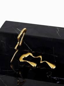 CHICVUE 1 par de pendientes asimétricos con gota de agua de estilo europeo con metal líquido, diseño sencillo para uso diario como regalo de Navidad - geometría - Ver 4