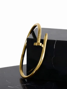 CHICVUE 1pc Luxury Stainless Steel Four-Leaf Clover Bangle, Fashionable Personalized Gold Jewelry For Women Christmas Gifts