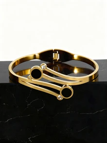 CHICVUE Women Simple Rhinestone Decor Bangle Gifts - Yellow Gold - View 1
