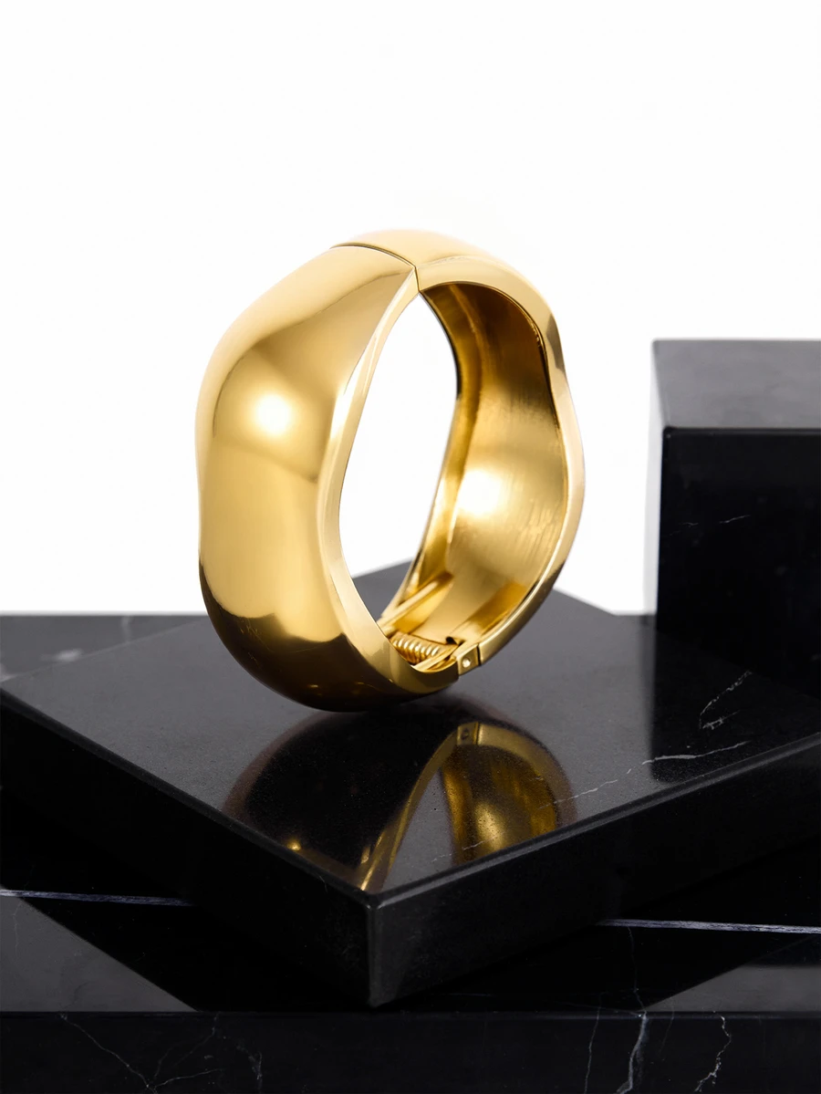 CHICVUE 1 pieza Brazalete de metal en forma de gota de agua asimétrico y minimalista de estilo vintage, diseño geométrico abstracto exagerado y simplificado, elegante y lujoso, adecuado para el uso diario, vacaciones, regalos, reuniones con amigos, eventos de moda, accesorios de pasarela, regalos de Navidad