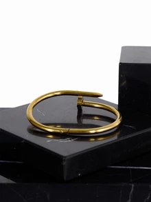 CHICVUE 1pc Luxury Stainless Steel Four-Leaf Clover Bangle, Fashionable Personalized Gold Jewelry For Women Christmas Gifts