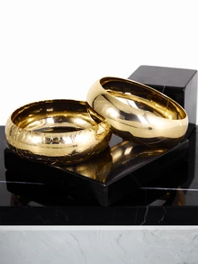 CHICVUE 2 Stücke/Set übertriebenes metallisches Muster Trommel Manschette Armband, vintage minimalistisches Lässig Party Schmuck Armband Set für Frauen & Paare, Geschenk zu Feiertagen, Geburtstag, Weihnachten