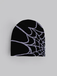 DareSee 1pc Unisex Multicolored Spider Web Pattern Knitted Hat For Parent-Matching, Fashionable Halloween - Spider Web - View 8